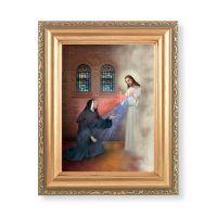 Saint Faustina w/Divine Mercy Print w/ Gold Frame