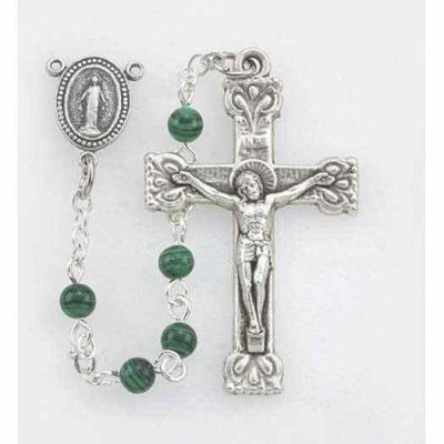4mm Malachite Round Beads First Communion Rosary - 846218036406 - 004ML