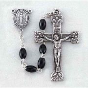 4x5mm Genuine Black Oval Cocoa Beads First Communion Rosary