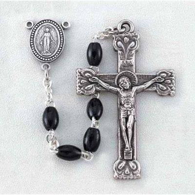 4x5mm Genuine Black Oval Cocoa Beads First Communion Rosary - 846218039766 - 168BK