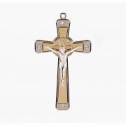 5" Two Tone Nickel Cross With Clear Crystal Stone