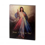 Divine Mercy Large Gold Embossed Plaque on a 1 inch Thick Wood Board