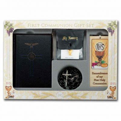 6 Piece Deluxe First Communion Black Gift Set - 846218069862 - 5211