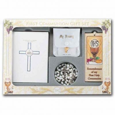 6 Piece Deluxe First Communion White Gift Set - 846218069879 - 5210