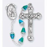 6mm Aqua Tear Shape Single Capped Glass Beads Rosary