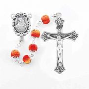 6mm Burnt Orange Capped Bead Rosary