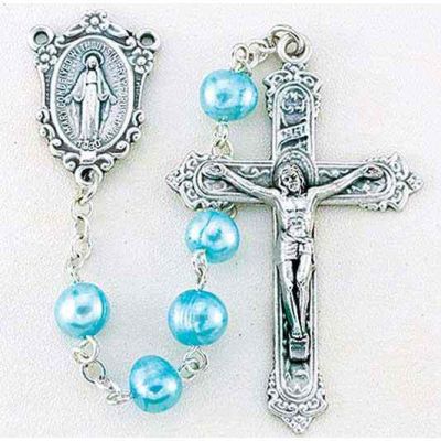 6mm Light Blue Genuine Fresh Water Pearl Bead Gift Rosary - 846218040731 - 1206LB