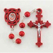 6mm Red Wood Bead Confirmation Rosary