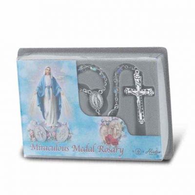 6mm Sapphire Miraculous Medal Specialty Rosary w/ Our Father Beads - 846218093348 - 132-253SP