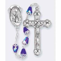 6mm Sapphire Tear Shape Single Capped Glass Beads Rosary