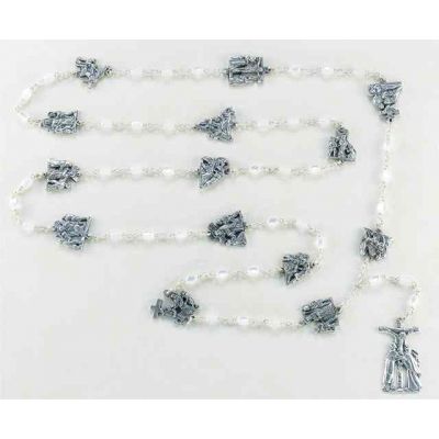 6x9mm Oval Faux Mother Of Pearl Bead Rosary With 15 Stations -  - 017WT
