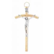 7" Gold Papal Crucifix With Silver Corpus