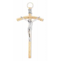 7" Gold Papal Crucifix With Silver Corpus