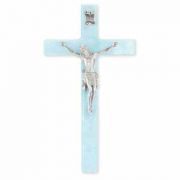 7 inch Pearlized Blue Cross With Pewter Corpus