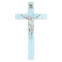 7 inch Pearlized Blue Cross With Pewter Corpus