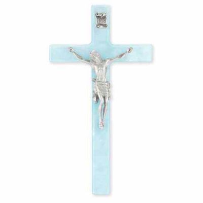 7 inch Pearlized Blue Cross With Pewter Corpus -  - 50P-7BP