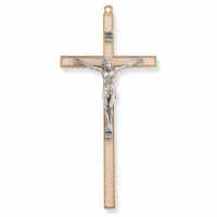 7 inch Pearlized Gold Plated First Communion Cross