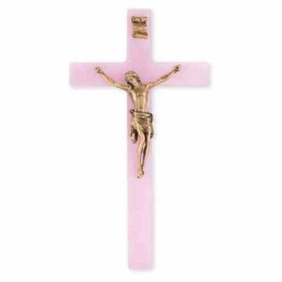 7 inch Pearlized Pink Cross w/Antiqued Gold Corpus -  - 50M-7PP