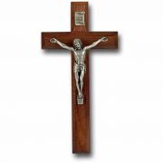7 inch Walnut Cross With Antique Silver Corpus