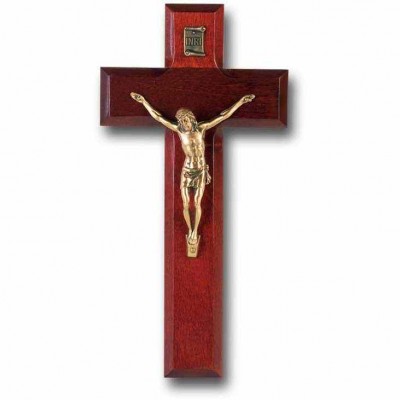 8 inch Dark Cherry Wood Cross With Museum Gold Corpus - 846218023864 - 11M-8R1
