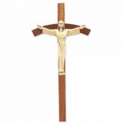 8 inch Walnut Cross With Antiqued Gold Risen Christ Corpus
