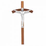 8 inch Walnut Cross With Pewter Risen Christ Corpus