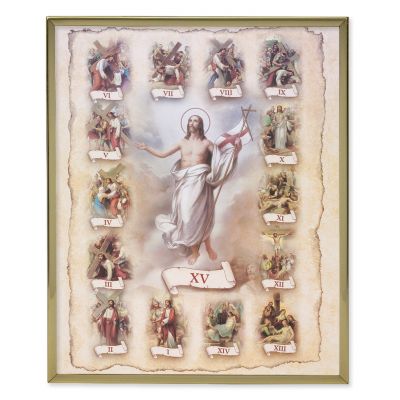 Stations Of The Cross 8x10in Gold Framed Everlasting Plaque (2 Pack) - 846218041905 - 810-148