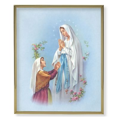 Our Lady Of Lourdes 8x10 inch Gold Framed Everlasting Plaque (2 Pack) - 846218041646 - 810-210
