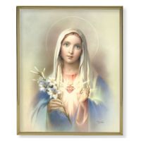 Immaculate Heart Mary 8x10in Gold Framed Everlasting Plaque