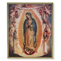 Our Lady Of Guadalupe w/Angels Gold Framed Everlasting Plaque