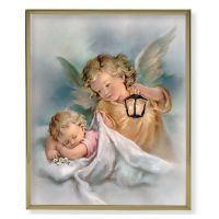 Guardian Angel With Lantern 8x10 inch Gold Framed Plaque