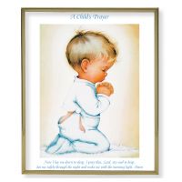 Praying Boy 8x10 inch Gold Framed Everlasting Plaque