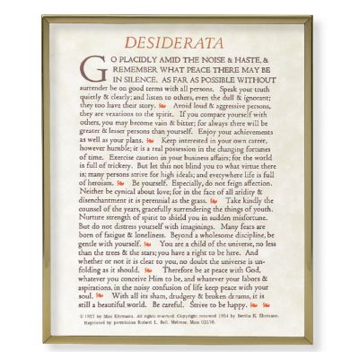 Desiderata 8x10 inch Gold Framed Everlasting Plaque (2 Pack) - 846218042186 - 810-702