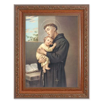 Saint Anthony In An Ornate MahoganyFrame w/Beaded Lip 2Pk -  - 861-300