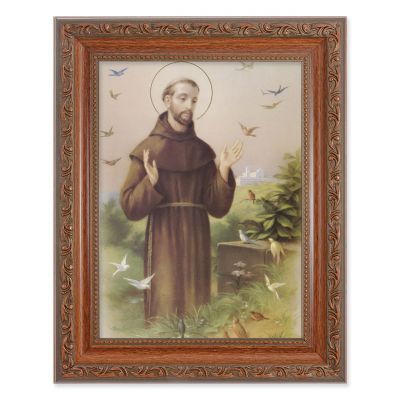 Saint Francis In An Ornate MahoganyFrame w/Beaded Lip 2Pk -  - 861-310