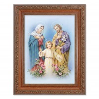 Holy Family In An Ornate MahoganyFrame w/Beaded Lip