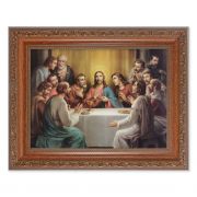 The Last Supper In An Ornate Mahogany Frame /Beaded Lip