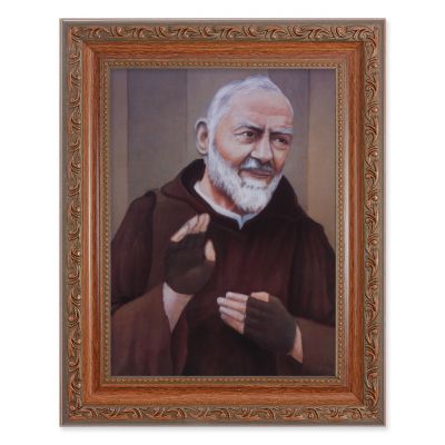 Saint Pio In An Ornate MahoganyFrame w/Beaded Lip 2Pk -  - 861-522