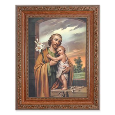 Saint Joseph In An Ornate MahoganyFrame w/Beaded Lip 2Pk -  - 861-630