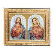 The Sacred Hearts - Detailed Scroll Carvings Gold Frame -