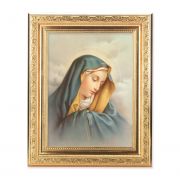 Our Lady Of Sorrows - Detailed Scroll Carvings Gold Frame -