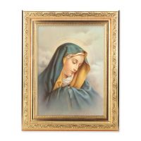 Our Lady Of Sorrows - Detailed Scroll Carvings Gold Frame -