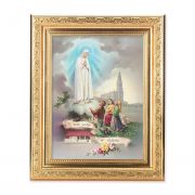 Our Lady Of Fatima - Detailed Scroll Carvings Gold Frame -
