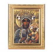Our Lady Of Czestochowa - Detailed Scroll Carvings Gold Frame -
