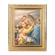 Madonna And Child - Detailed Scroll Carvings Gold Frame -