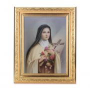 Saint Therese - Detailed Scroll Carvings Gold Frame -