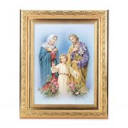 Holy Family - Detailed Scroll Carvings Gold Frame -