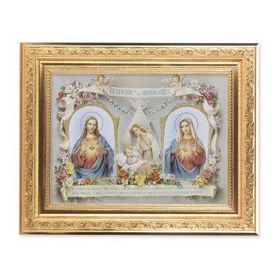 Spanish Baby Room Blessing - Detailed Scroll Carvings Gold Frame - 2Pk -  - 862-389