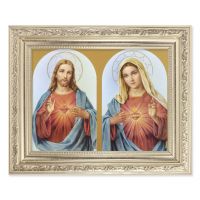 The Sacred Hearts - Detailed Scroll Carvings Silver Frame - 2-Pk