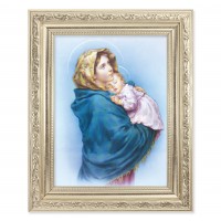 Madonna Of The Street - Detailed Scroll Carvings Silver Frame - Madonna Of The Street - Detailed Scroll Carvings Silver Frame -